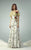 Beside Couture - BC1239 Floral Off Shoulder Evening Gown in Silver
