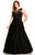 Johnathan Kayne - 8045K Asymmetrical Lace Up Back Ballgown In Black