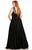 Johnathan Kayne - 8045K Asymmetrical Lace Up Back Ballgown In Black