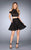 La Femme - 25021 Two Piece High Neck A-line Dress in Black