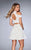 La Femme - 25021 Two Piece High Neck A-line Dress in White