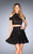 La Femme - 25021 Two Piece High Neck A-line Dress in Black