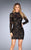 La Femme - 25024 Long Sleeved Lace Cocktail Dress in Black