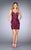 La Femme - 25025 V-Neckline Lace Cocktail Dress in Red