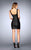 La Femme - 25050 V-Neck Fitted Short Dress in Black