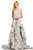 Johnathan Kayne - 8047 Strapless Floral Embroidered Mesh Prom Gown In Gray and Orange
