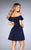 La Femme - 25070 Ruffled Off-Shoulder A-line Dress in Blue