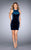 La Femme - GiGi - 25091 High Halter Velvet Sheath Dress  in Blue