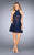 La Femme - 25099 Halter Neck Lace A-line Dress in Blue