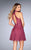 La Femme - Halter Neck Lace A-line Dress 25099 in Pink