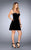 La Femme - 25108 Sweetheart Velvet A-line Dress in Black