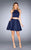 La Femme - 25114 Two Piece Halter Ruched Cocktail Dress in Blue