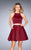 La Femme - 25114 Two Piece Halter Ruched Cocktail Dress in Red