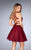 La Femme - 25114 Two Piece Halter Ruched Cocktail Dress in Red