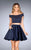 La Femme - 25120 Beaded Two Piece Off Shoulder Short Dress in Blue
