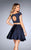 La Femme - 25120 Beaded Two Piece Off Shoulder Short Dress in Blue