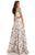 Johnathan Kayne - 8048 Two Piece Off Shoulder A-line Dress In Gray and Orange