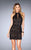 La Femme - 25130 Halter Neck Lace Cocktail Dress in Black