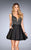 La Femme - 25132 Deep V-Neckline Babydoll Dress in Black