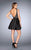 La Femme - 25132 Deep V-Neckline Babydoll Dress in Black