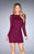 La Femme - 25134 Long Sleeved Lace Cocktail Dress in Purple