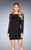 La Femme - 25134 Long Sleeved Lace Cocktail Dress in Black
