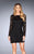 La Femme - Long Sleeved Lace Cocktail Dress 25134 In Black