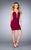 La Femme - 25139 Deep V-Neck Sheath Dress in Red
