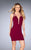 La Femme - 25139 Deep V-Neck Sheath Dress in Red