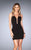 La Femme - 25139 Deep V-Neck Sheath Dress in Black