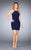 La Femme - 25141 Halter Strappy Sleeveless Cocktail Dress in Blue