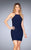 La Femme - 25141 Halter Strappy Sleeveless Cocktail Dress in Blue