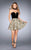 La Femme - 25168  Collared Sweetheart Printed Mini Dress in Black and Gold