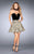 La Femme - 25168  Collared Sweetheart Printed Mini Dress in Black and Gold