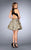 La Femme - 25168  Collared Sweetheart Printed Mini Dress in Black and Gold
