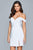 8050-1 Draped Sleeve Off Shoulder Satin Dress