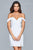 8050-1 Draped Sleeve Off Shoulder Satin Dress