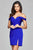8050-1 Draped Sleeve Off Shoulder Satin Dress