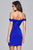 8050-1 Draped Sleeve Off Shoulder Satin Dress