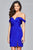8050-1 Draped Sleeve Off Shoulder Satin Dress