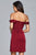 8050-1 Draped Sleeve Off Shoulder Satin Dress