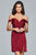 8050-1 Draped Sleeve Off Shoulder Satin Dress