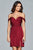 8050-1 Draped Sleeve Off Shoulder Satin Dress