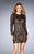 La Femme - 25289 Sheer Long Sleeves Fitted Cocktail Dress in Black