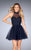 La Femme - 25293 Illusion Halter Tulle A-line Dress in Blue