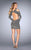La Femme - 25306 Long Sleeve Cold-Shoulder Cutaway Mini Dress in Silver
