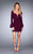 La Femme - 25366 Ruffled Long Sleeve Sheath Dress in Red and Purple