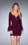 La Femme - 25366 Ruffled Long Sleeve Sheath Dress in Red and Purple