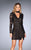 La Femme - 25373 V-Neck Sheath Dress in Black