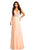 Johnathan Kayne - 8050 Sequined Plunging Chiffon Gown in Orange